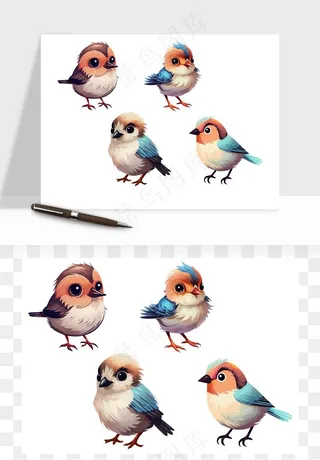 小鸟手绘矢量
