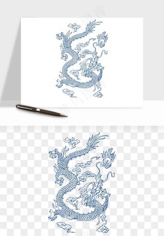 青花瓷花纹花卉图案png免抠