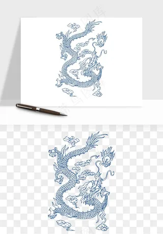 青花瓷花纹花卉图案png免抠