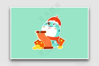 蛇年插画卡通新年背景海报