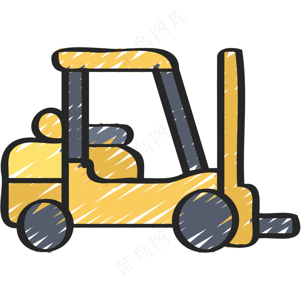 黄色叉车 机械 铅笔手绘图标icon