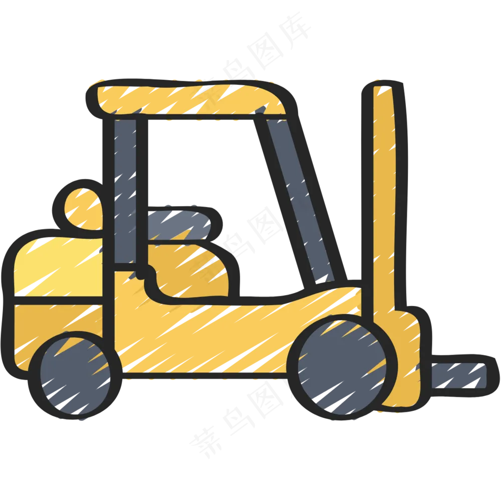 黄色叉车 机械 铅笔手绘图标icon