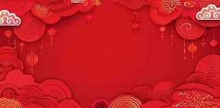 红色喜庆新年红灯笼庆祝节日元旦插画背景