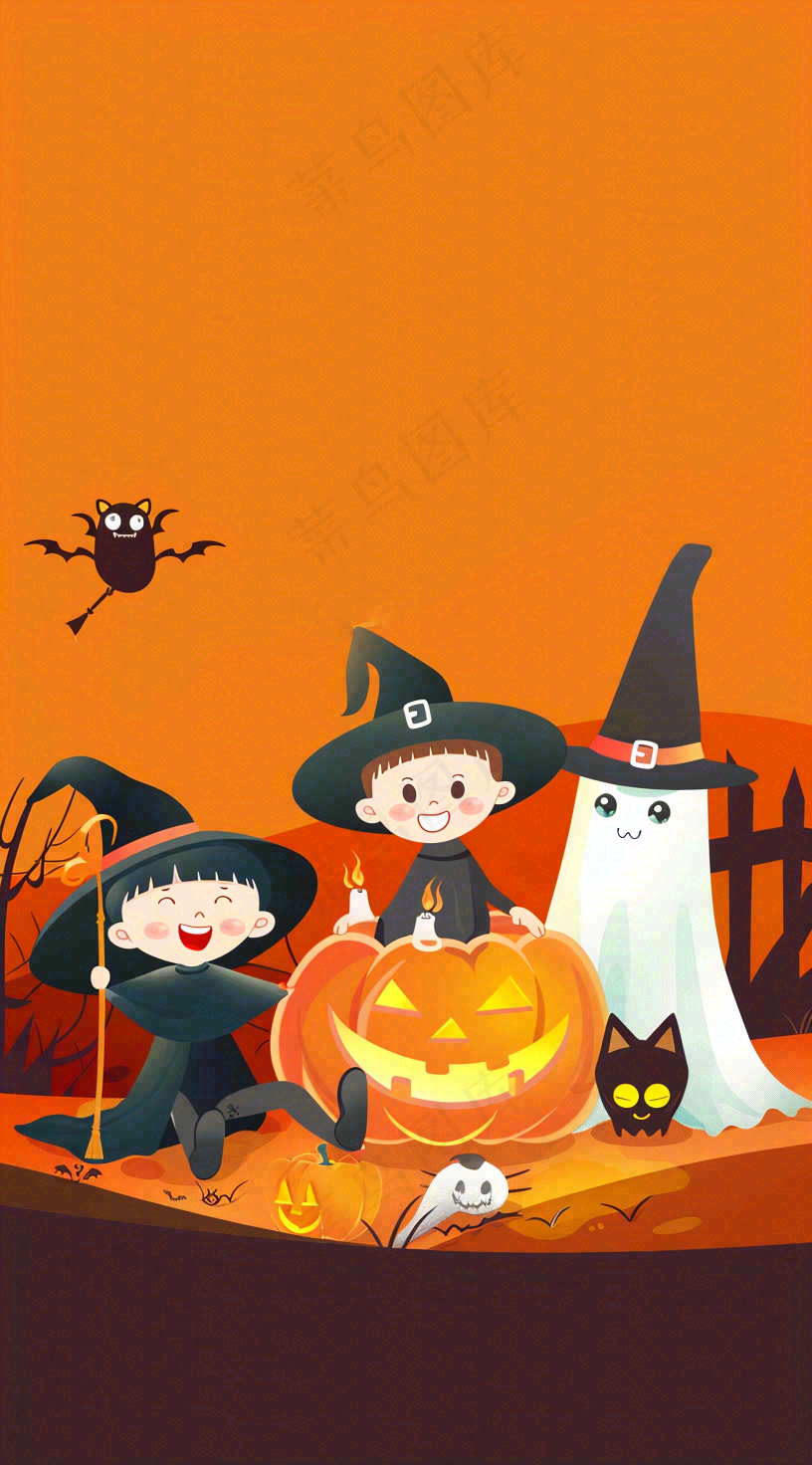 万圣节南瓜灯捣蛋恐怖背景