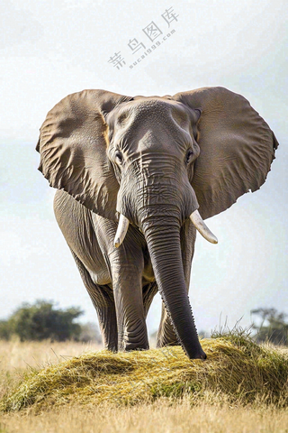 非洲大草原大象象群野生动物保护动物摄影图