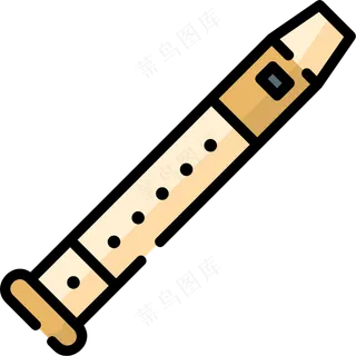 长笛 线性彩色图标