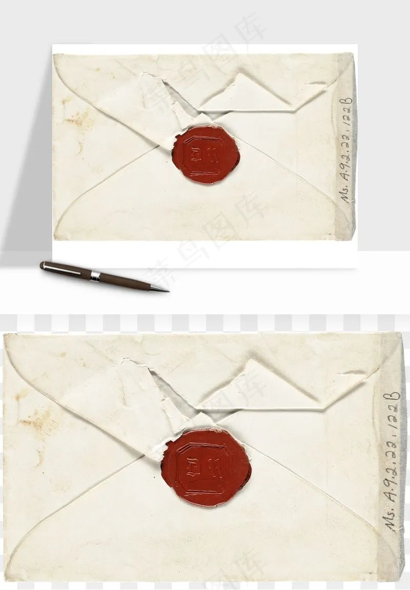 复古明信片信封png免抠
