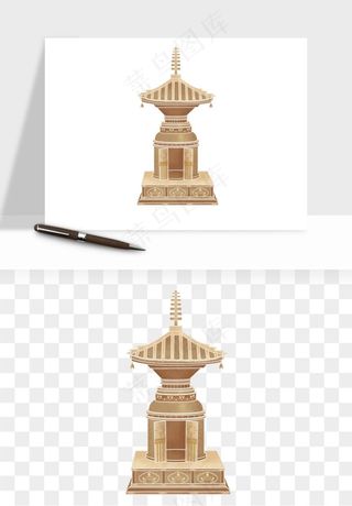 国潮高塔古塔楼建筑png免抠