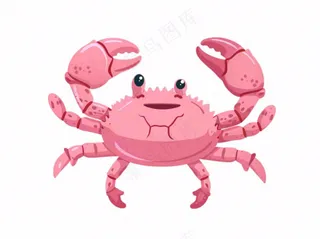 螃蟹海洋动物卡通插画免抠