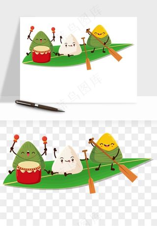 赛龙舟粽子船端午节png免抠