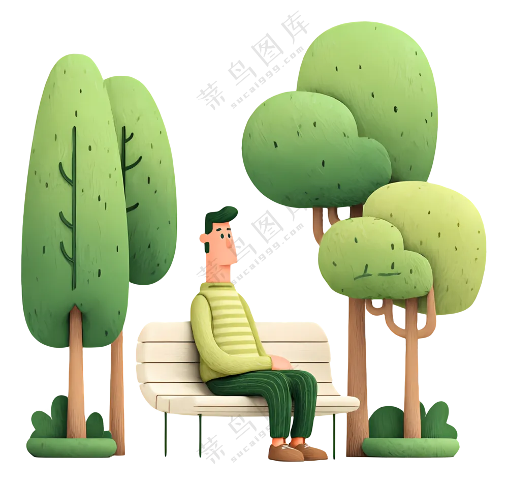 公园长椅上放松的男人