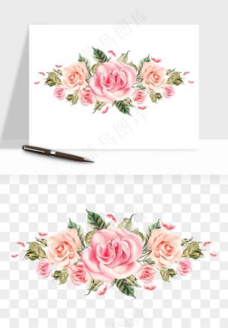 水彩复古花卉png免抠