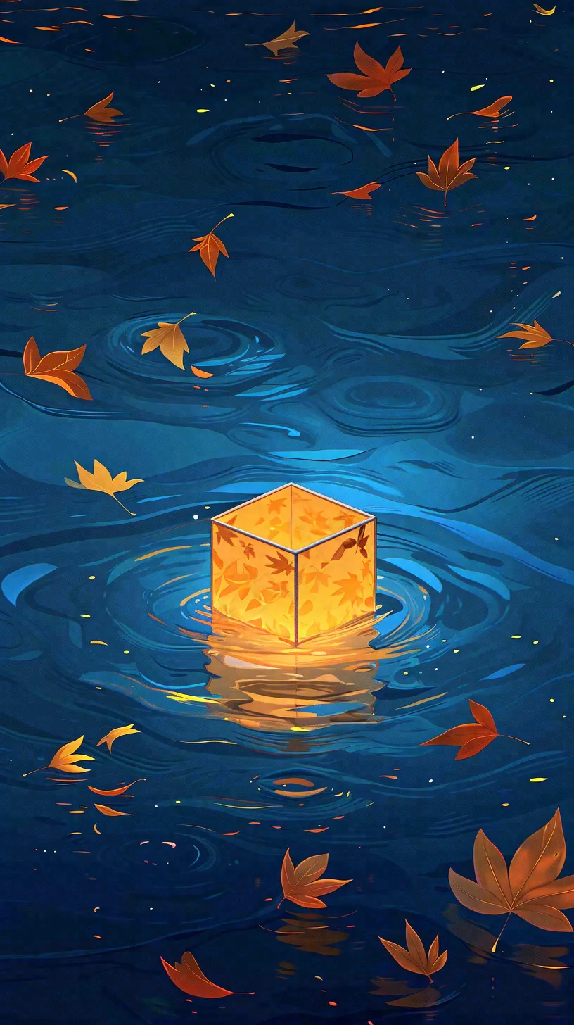 夜晚点灯孔明灯祈福中元节寒衣节插画背景