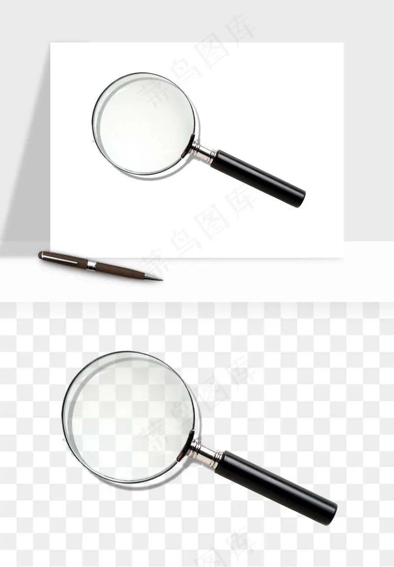 手绘放大镜镜片png免抠
