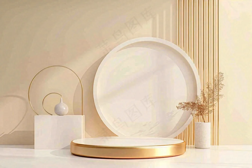 美妆护肤3d展台清新背景