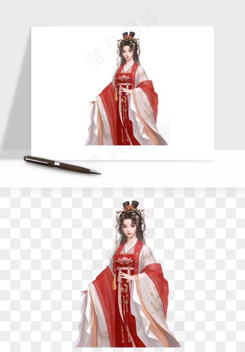 古风美人女子背影png免抠