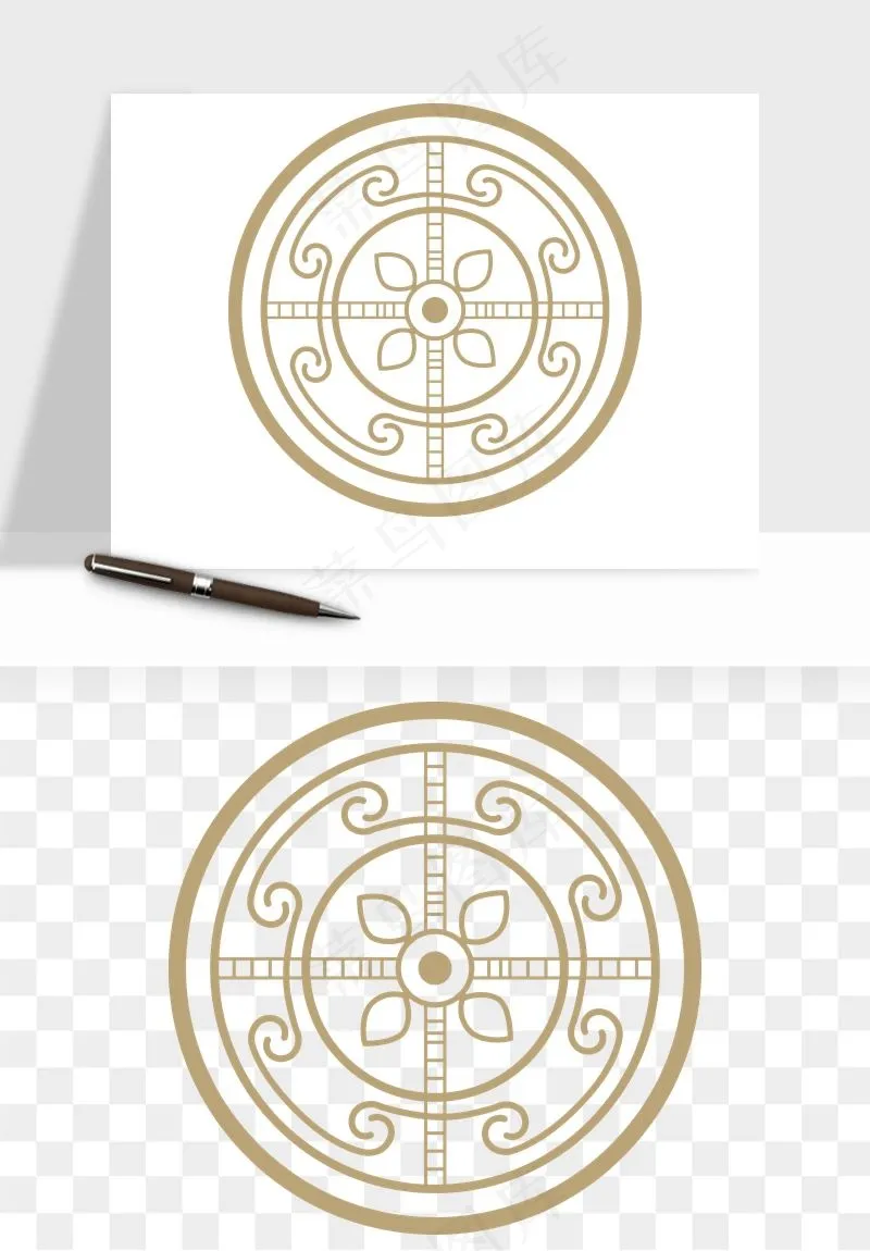 中式镂空古典图案png免抠
