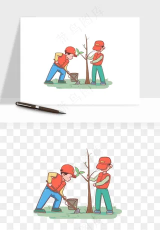 手绘志愿者人物插画png免抠