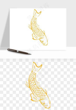 锦鲤鱼手绘水墨png免抠