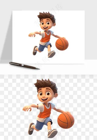 立体篮球人物png免抠