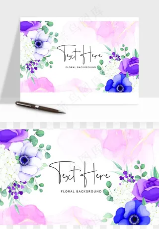 水彩花卉手绘矢量背景