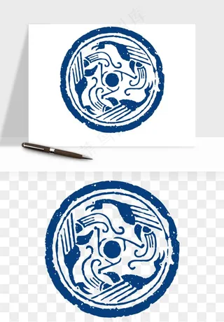 青花瓷花纹花卉图案png免抠