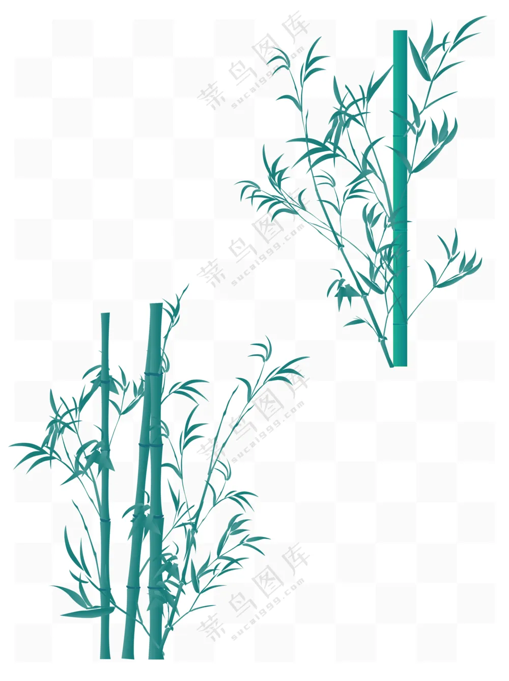 手绘翠绿竹子矢量素材