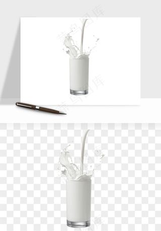 飞溅的牛奶牛奶杯元素png免抠