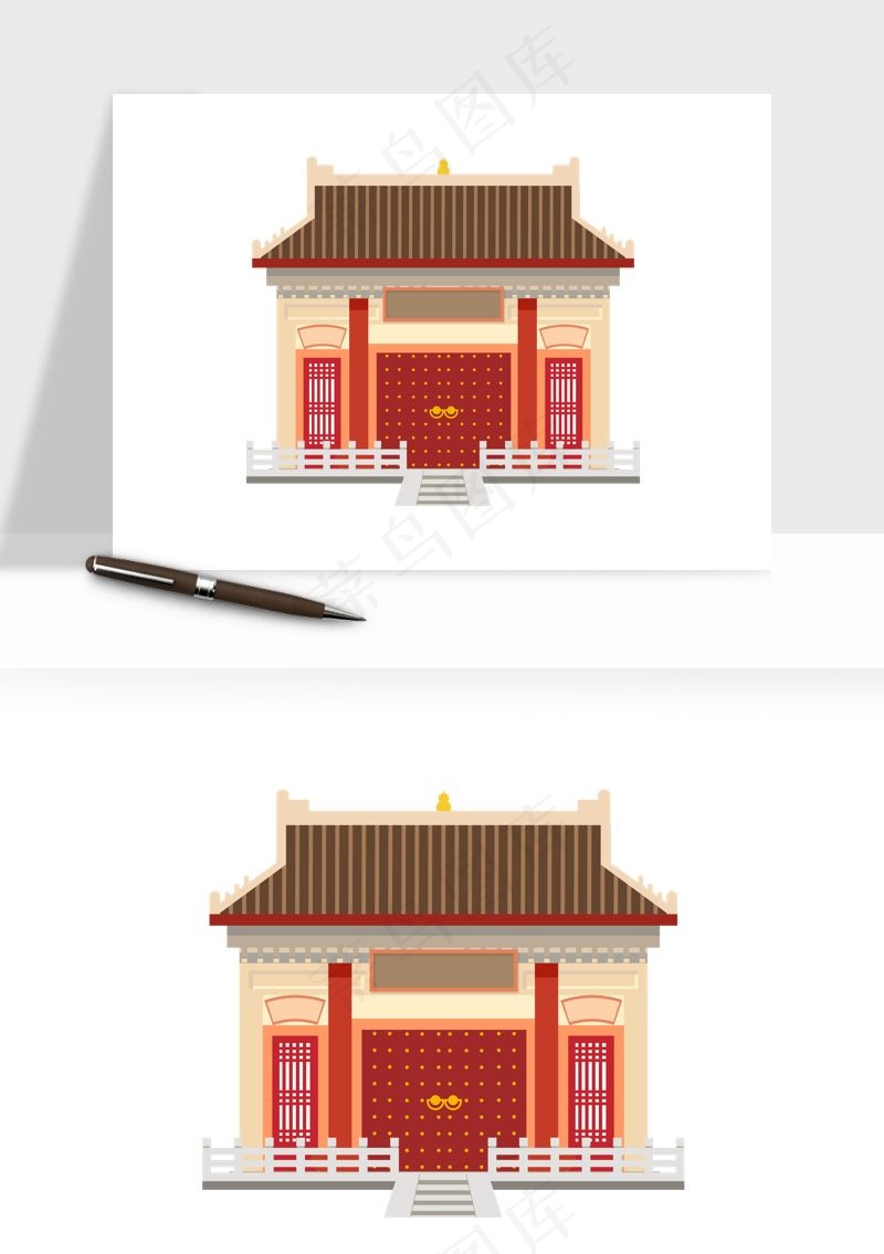 国潮风古建筑古楼古塔鼓楼ai,png免抠图