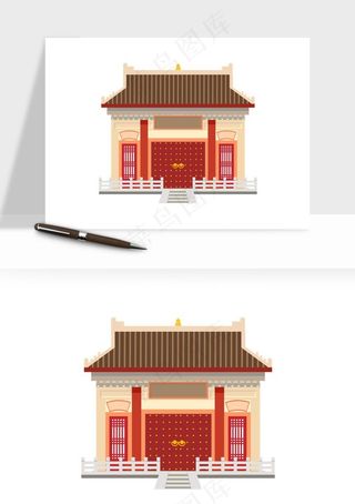 国潮风古建筑古楼古塔鼓楼ai,png免抠图