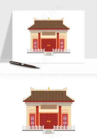 国潮风古建筑古楼古塔鼓楼ai,png免抠图