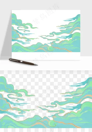 国潮祥云海浪云层云彩png免抠