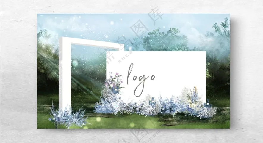 白蓝水元素婚礼效果图设计300DPI