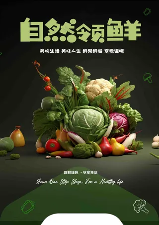 果蔬自然领鲜宣传海报