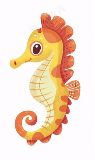 海马海洋动物卡通插画免抠