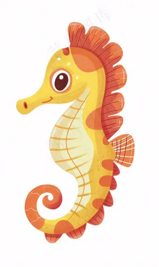 海马海洋动物卡通插画免抠