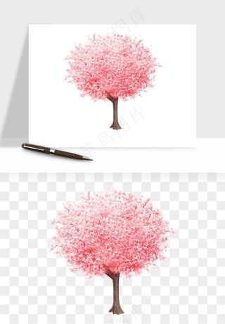 手绘樱花树png免抠