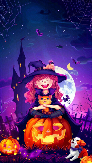 万圣节南瓜灯捣蛋恐怖背景