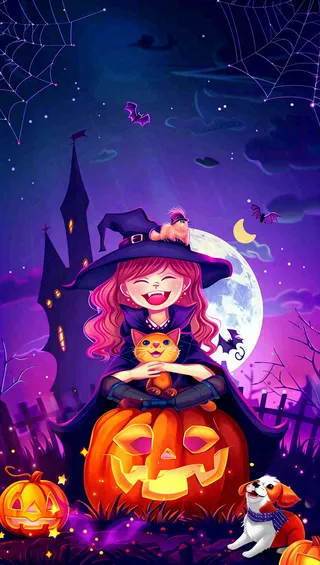 万圣节南瓜灯捣蛋恐怖背景