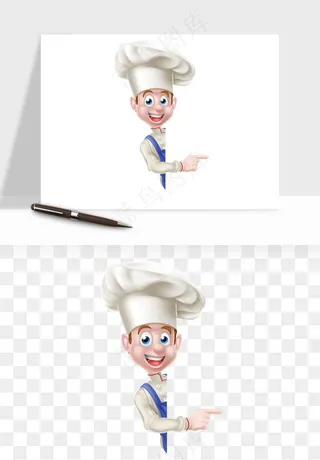 手绘厨师大厨png免抠