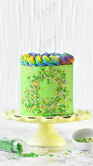 绿色奶油蛋糕图片