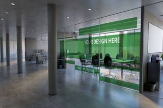 办公室内logo标志企业文化墙形象墙贴图样机PSD模板(18)