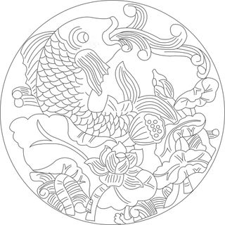 矢量图  莲年有鱼 鱼吐水