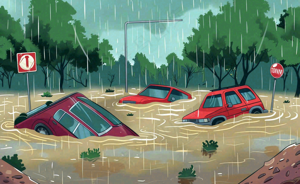 洪水自然灾害防洪预警摄影图