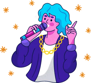 男歌星唱歌 美式多巴胺色彩插画