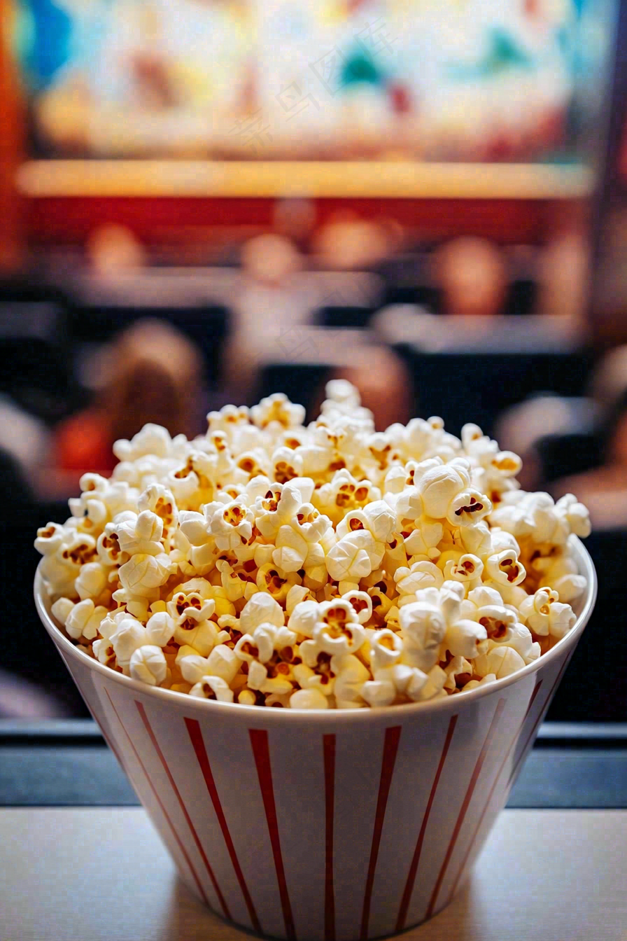 电影院休闲爆米花观影场景摄影图