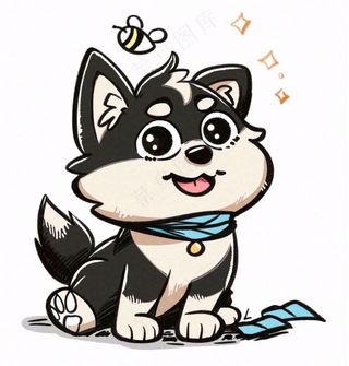 小狗宠物动物卡通插画免抠