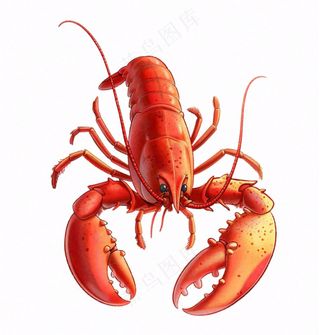 大龙虾海洋海鲜卡通插画免抠