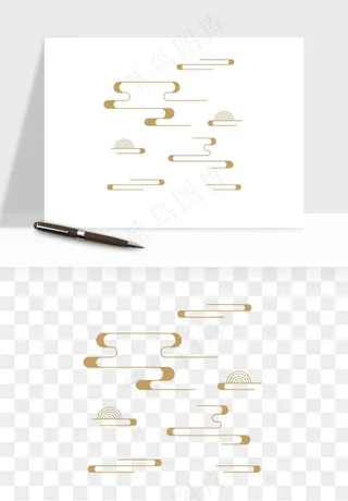 国潮线条祥云装饰png免抠