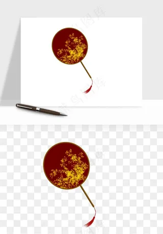 古风扇子元素png免抠